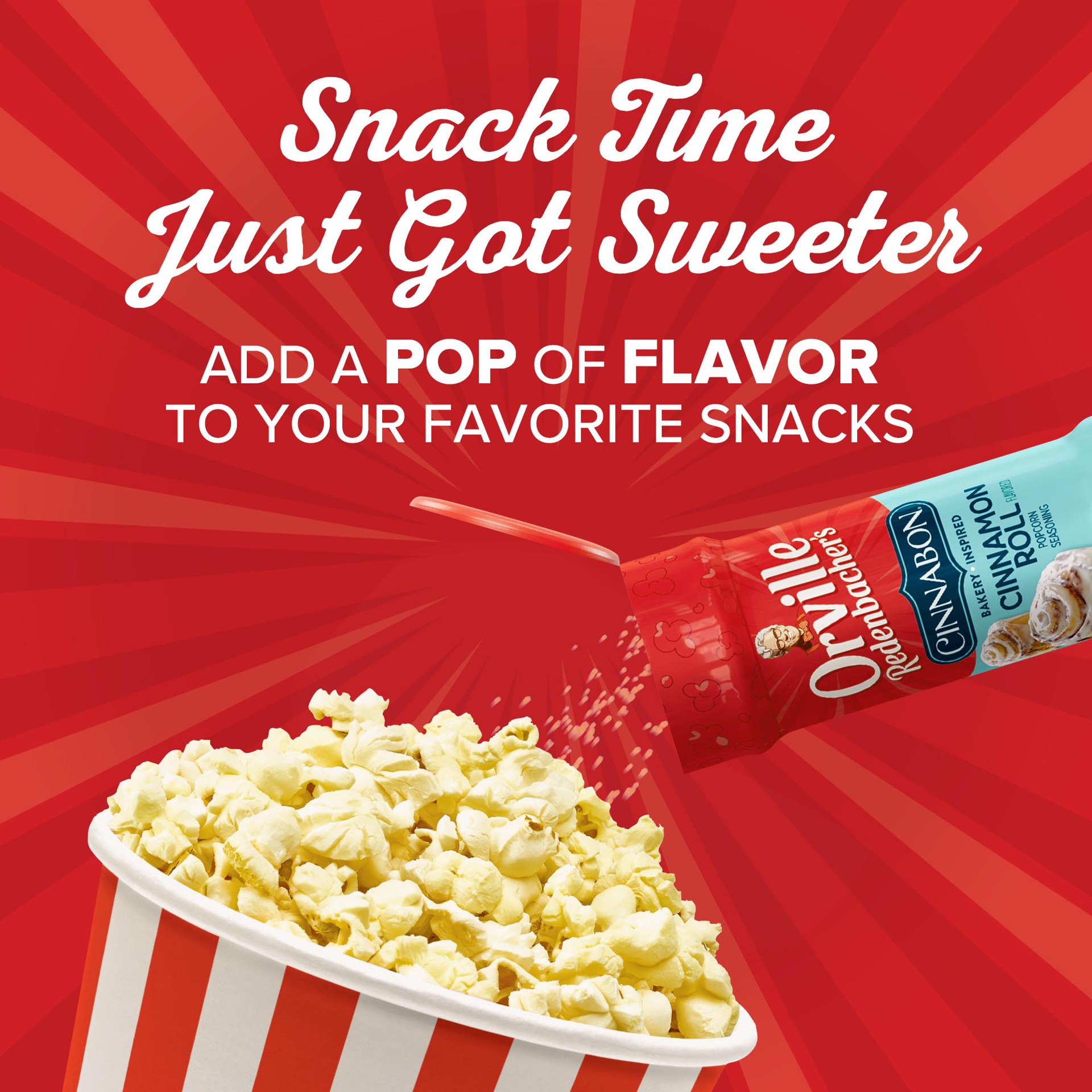 slide 5 of 5, Orville Redenbacher's Cinnabon Bakery Inspired Cinnamon Roll Flavored Popcorn Seasoning, 3.3 oz., 3.3 oz