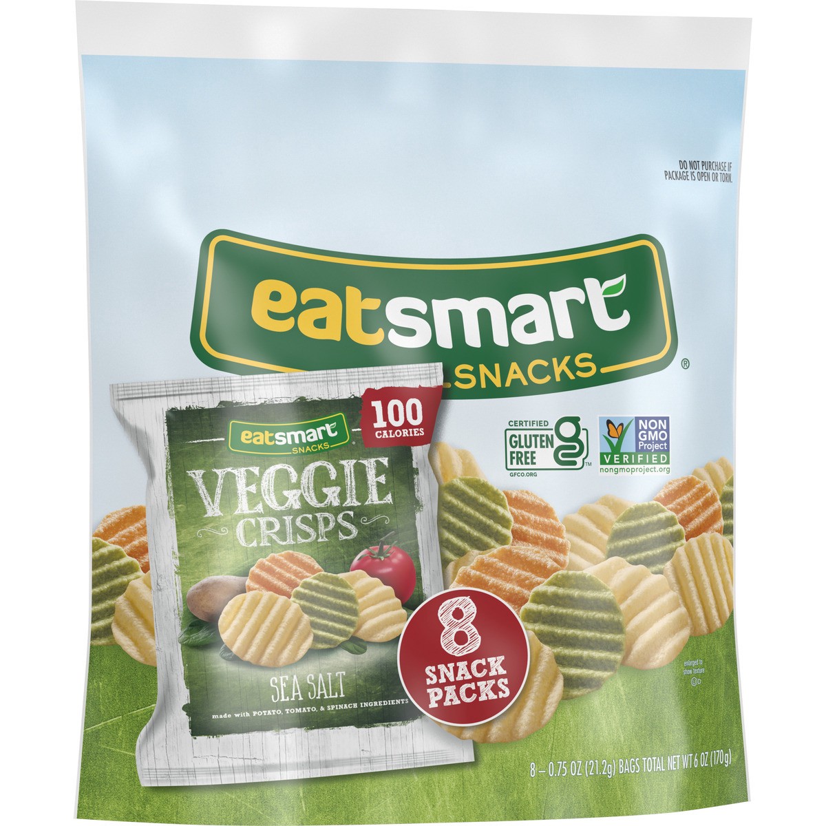 slide 9 of 10, Eatsmart Snacks Snacks, Veggie Crisps with Sea Salt, 100 Calorie Multipack, 8 Ct Snack Bags, 6 oz