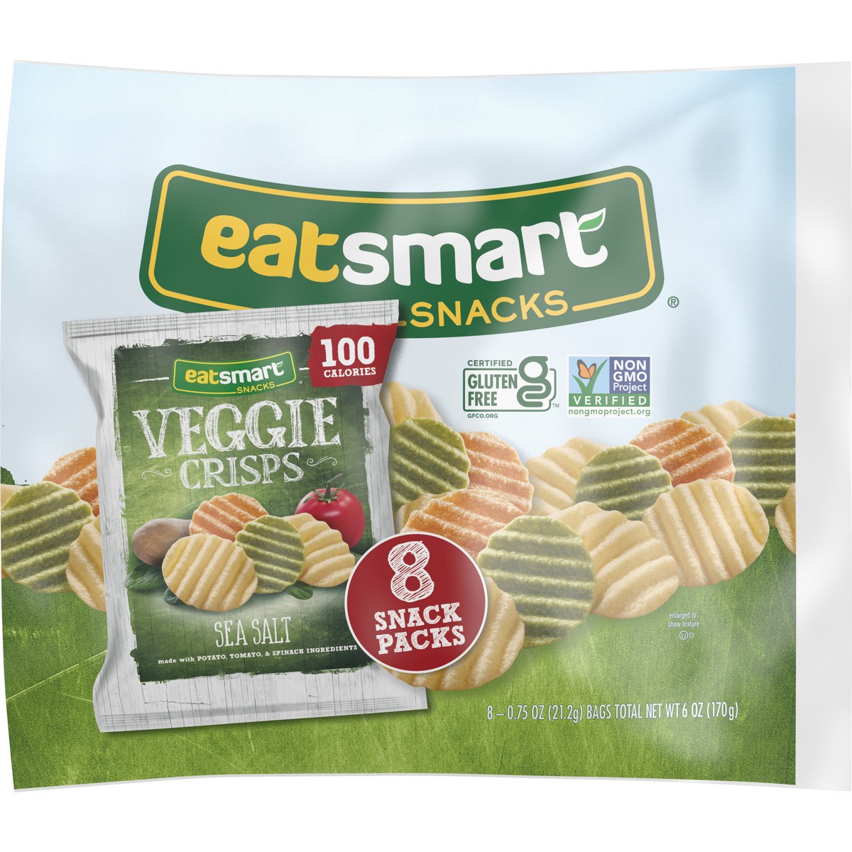 slide 8 of 10, Eatsmart Snacks Snacks, Veggie Crisps with Sea Salt, 100 Calorie Multipack, 8 Ct Snack Bags, 6 oz