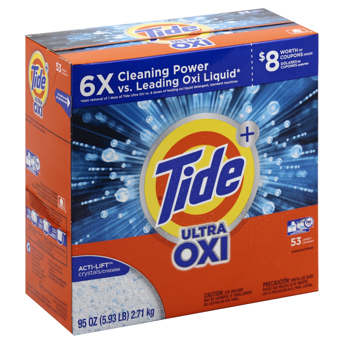 slide 1 of 1, Tide Ultra Oxi Powder Laundry Detergent, 95 oz