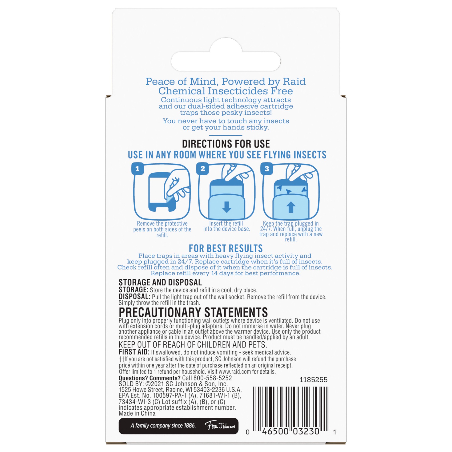slide 2 of 5, Raid Essentials Flying Insect Light Trap Refills, 2 Light Trap Refill Cartridges, 2 ct