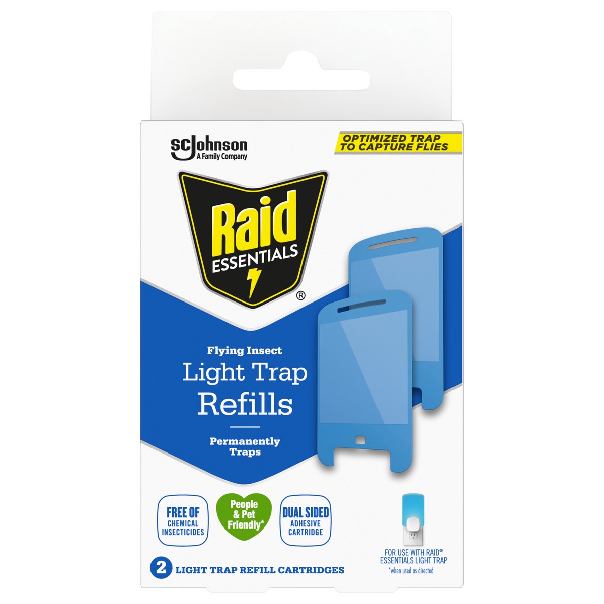 slide 1 of 5, Raid Essentials Flying Insect Light Trap Refills, 2 Light Trap Refill Cartridges, 2 ct