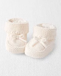 Littleplanet Baby Organic Cotton Crochet Booties in Cream Sweet Cream 0-3