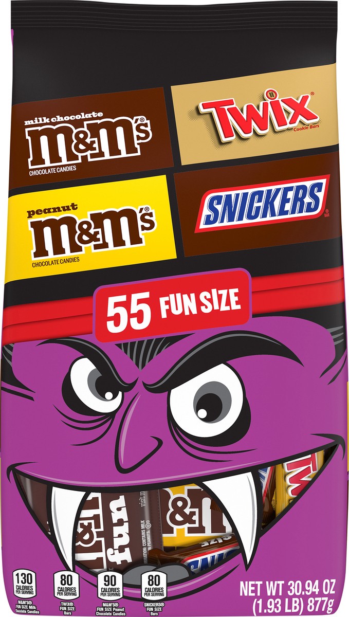 slide 3 of 14, Mixed Chocolate Variety Funsize Stand Up Pouch Halloween Style Guide Expanded 30.94 Ounces Per Bag, 55 ct