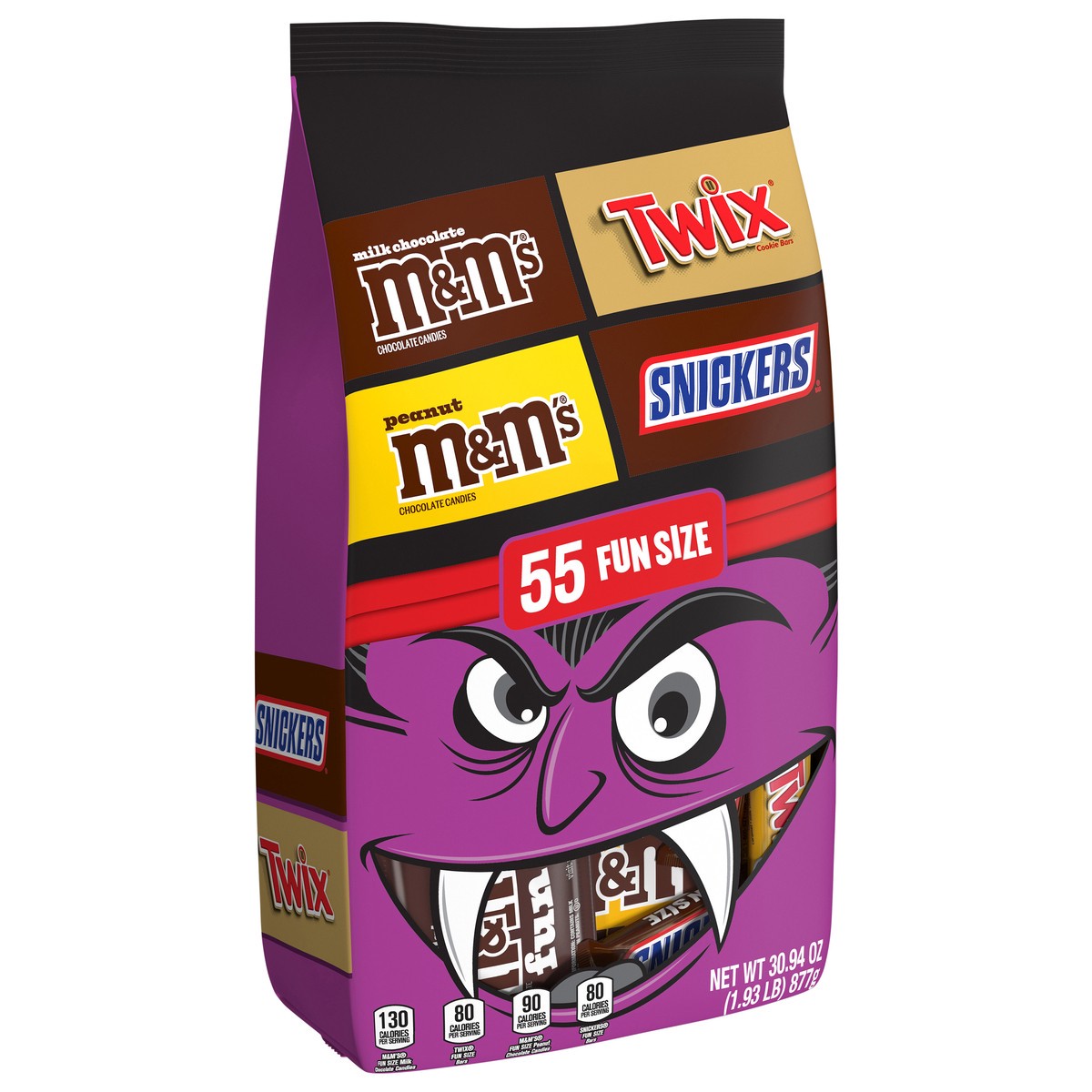 slide 5 of 14, Mixed Chocolate Variety Funsize Stand Up Pouch Halloween Style Guide Expanded 30.94 Ounces Per Bag, 55 ct
