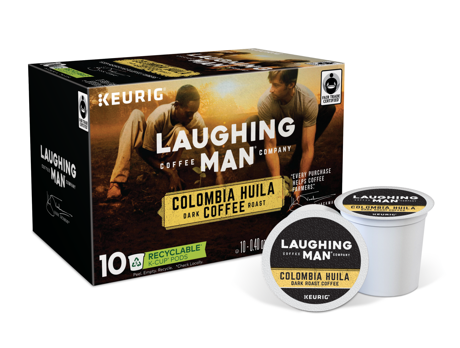 slide 1 of 3, Laughing Man Columbia Huila K-Cup Pods, 10 ct