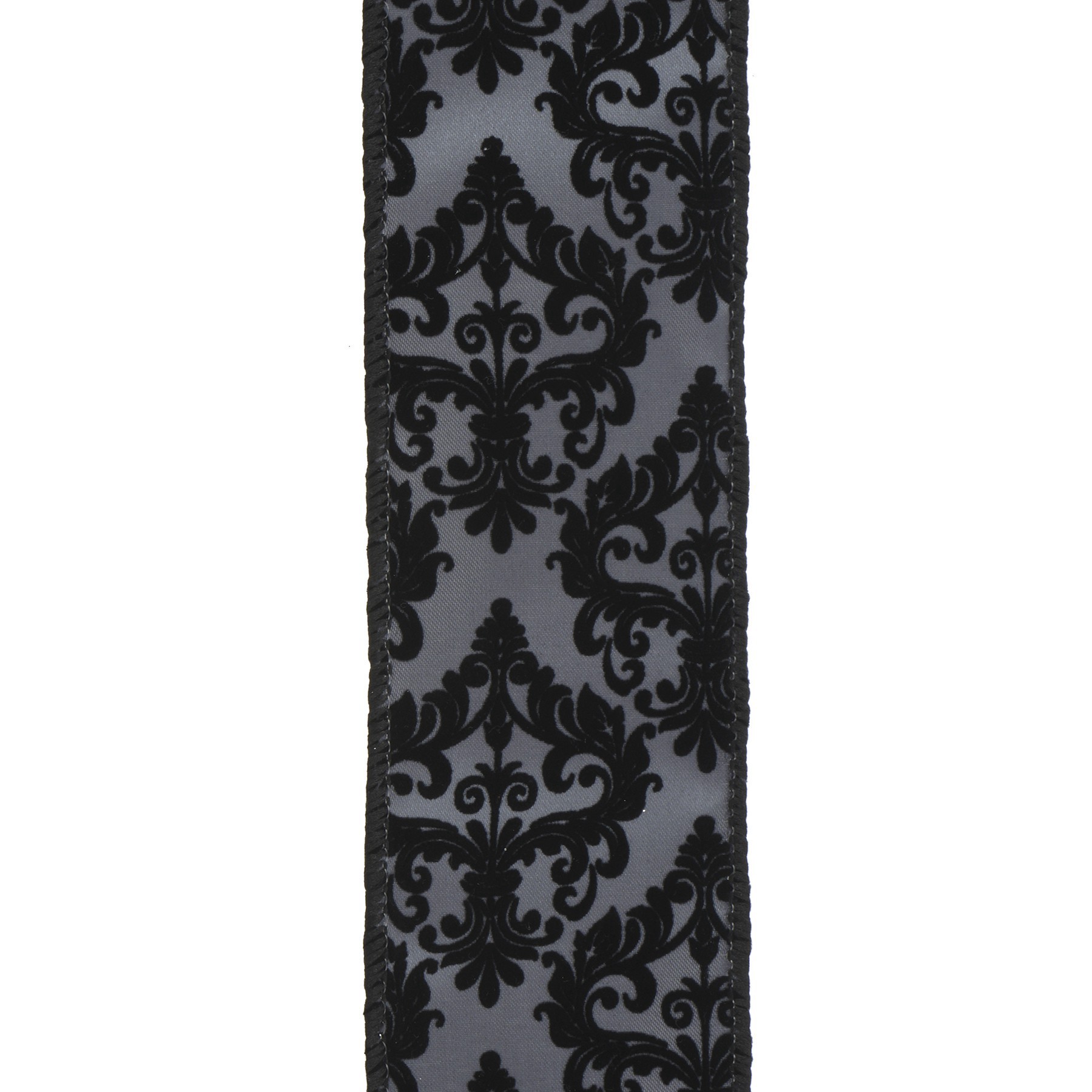 slide 2 of 3, 2.5" X 20ft. Black Wired Floral Jacquard Ribbon By Celebrate It Halloween, 2.5 in x 20 ft