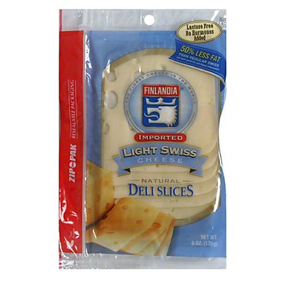 slide 1 of 1, Finlandia Natural Deli Slices Imported Light Swiss Cheese Slices, 7 oz