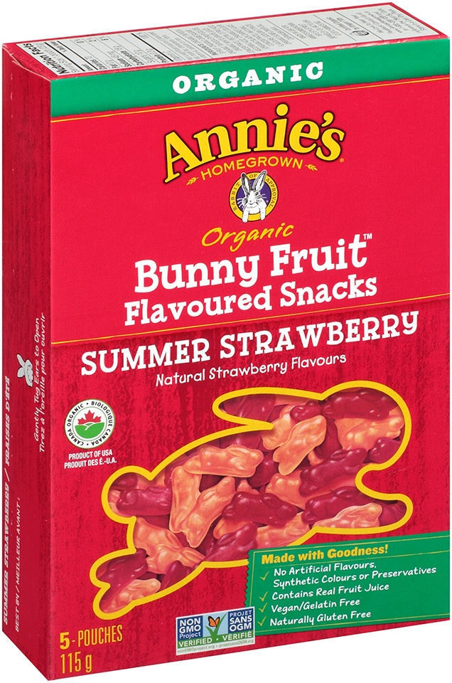 slide 1 of 1, Annie's Organic Bunny Summer Strawberry Fruit Snacks, 5 ct; 0.8 oz