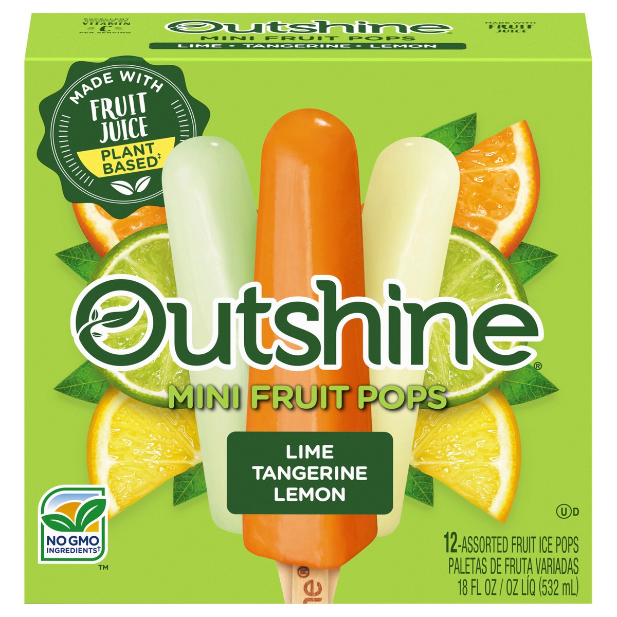 slide 1 of 1, Outshine Lime, Tangerine, and Lemon Frozen Fruit Pops, Variety Pack, 12 Count, 12 ct