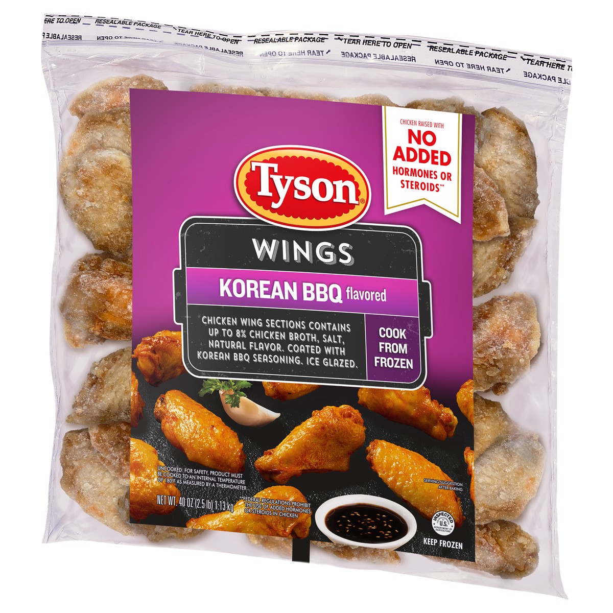 slide 2 of 10, Tyson Korean BBQ Frozen Chicken Wings, 40 oz Bag, 40 oz