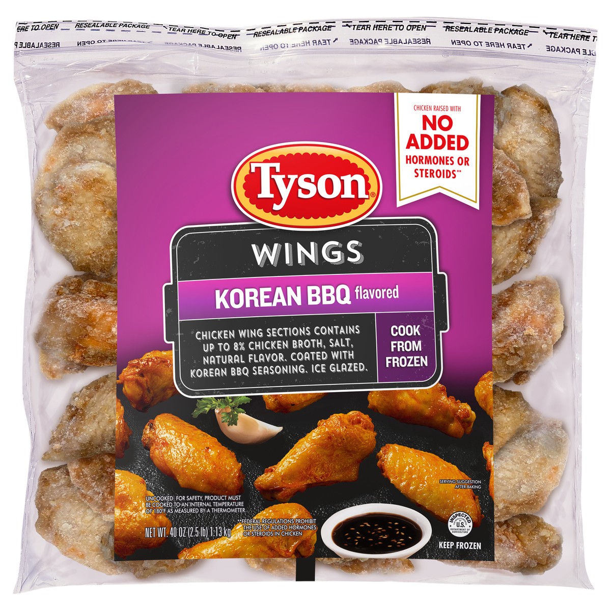 slide 6 of 10, Tyson Korean BBQ Frozen Chicken Wings, 40 oz Bag, 40 oz