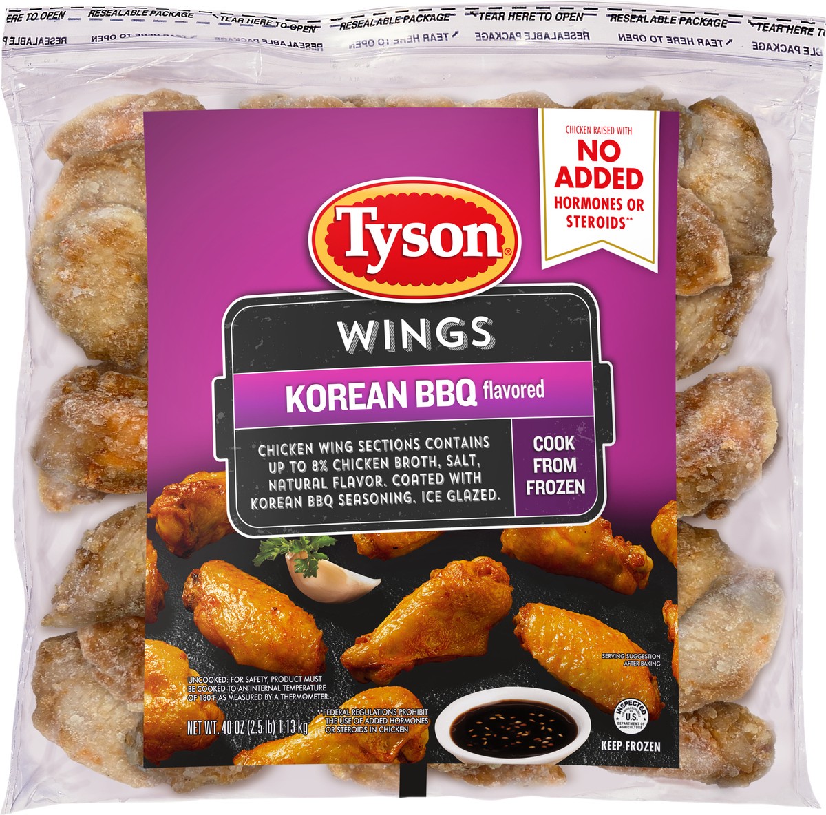 slide 10 of 10, Tyson Korean BBQ Frozen Chicken Wings, 40 oz Bag, 40 oz