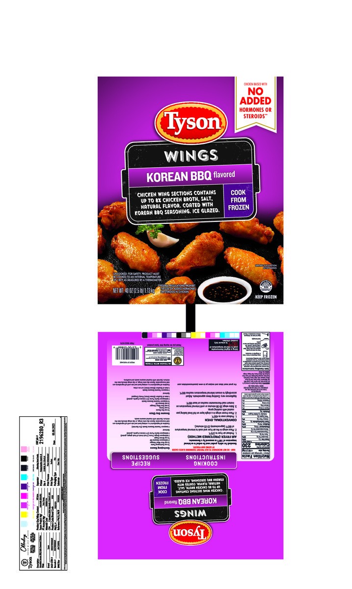 slide 4 of 10, Tyson Korean BBQ Frozen Chicken Wings, 40 oz Bag, 40 oz