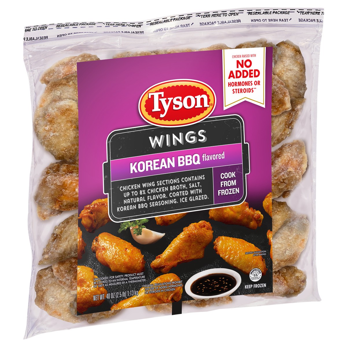 slide 5 of 10, Tyson Korean BBQ Frozen Chicken Wings, 40 oz Bag, 40 oz