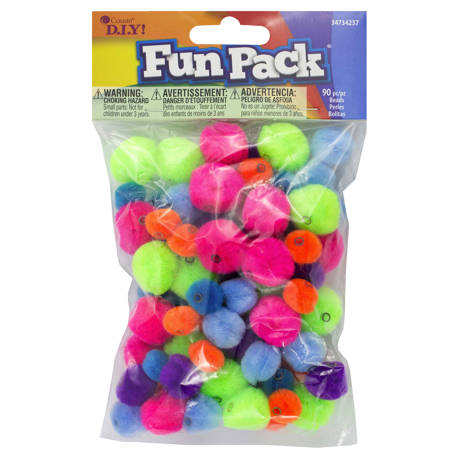slide 1 of 1, Cousin Assorted Color Pom Pom Bead Mix, 90 ct