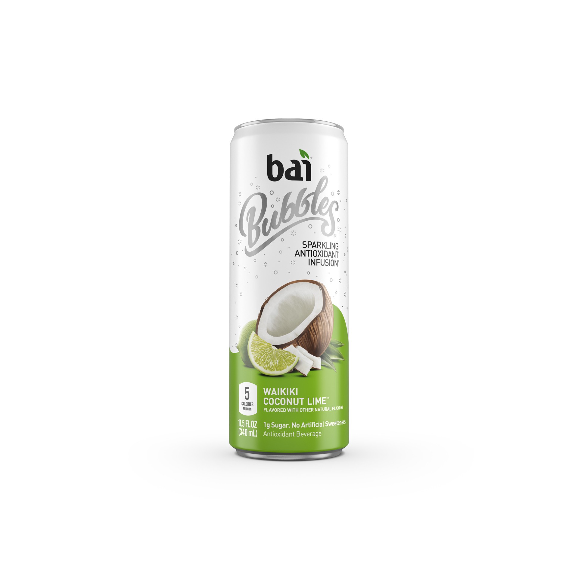 slide 1 of 2, Bai Bubbles Sparkling Water, Waikiki Coconut Lime, Antioxidant Infused Drinks, 11.5 Fluid Ounce Can, 