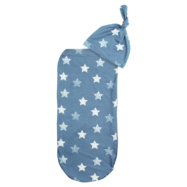 slide 1 of 1, Itzy Ritzy Stars Swaddle Cocoon and Hat Set - Blue, 2 ct