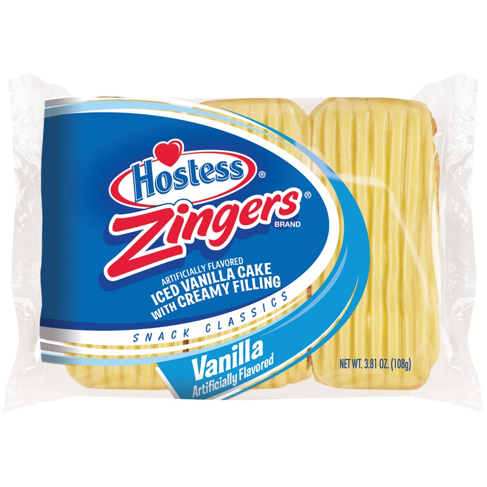 slide 1 of 1, Hostess Zingers Vanilla Cakes, 3.81 oz