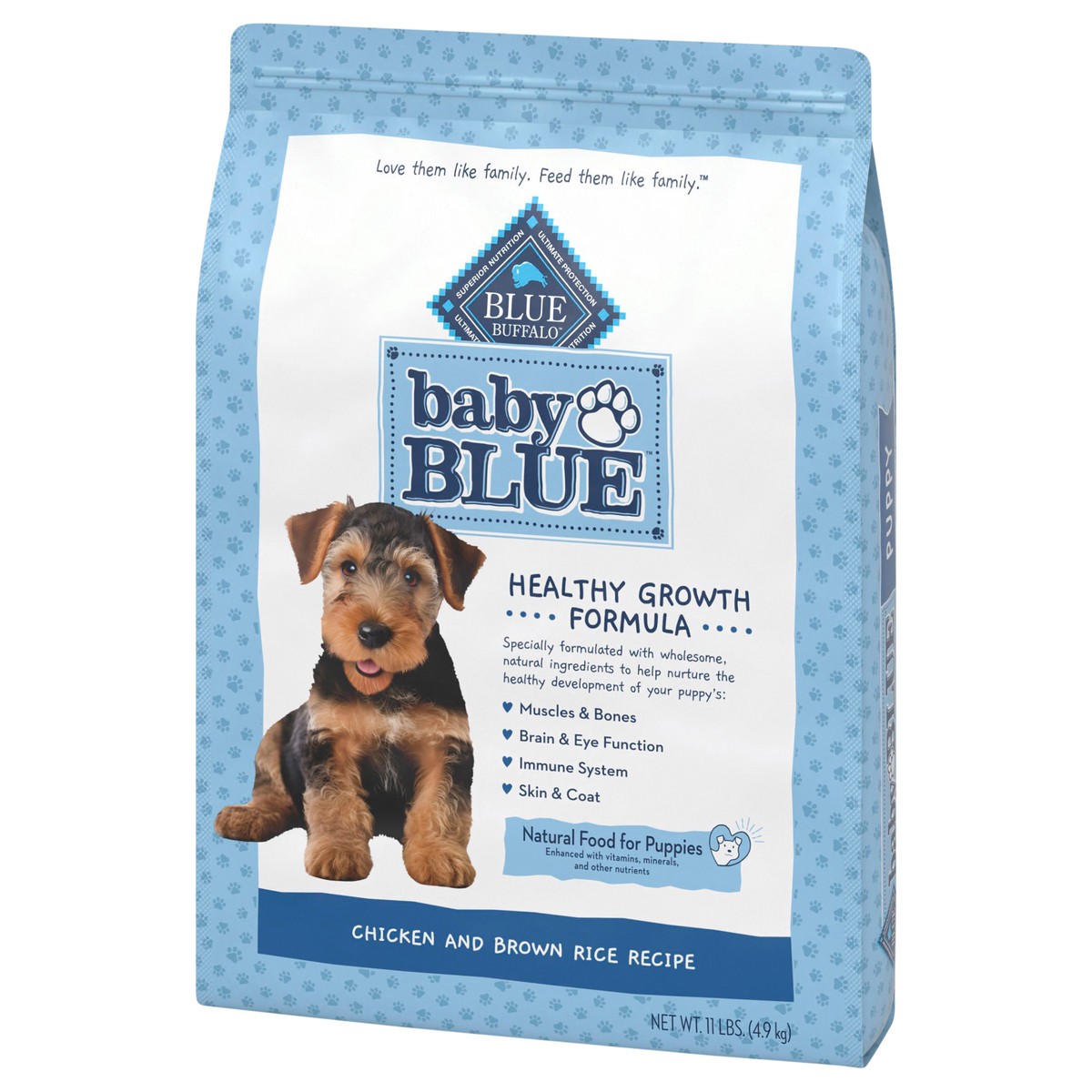 slide 4 of 4, Blue Buffalo Baby BLUE Natural Dry Food for Puppies, Healthy Growth Formula with DHA, Savory Chicken Recipe, 11-lb Bag, 1 ct