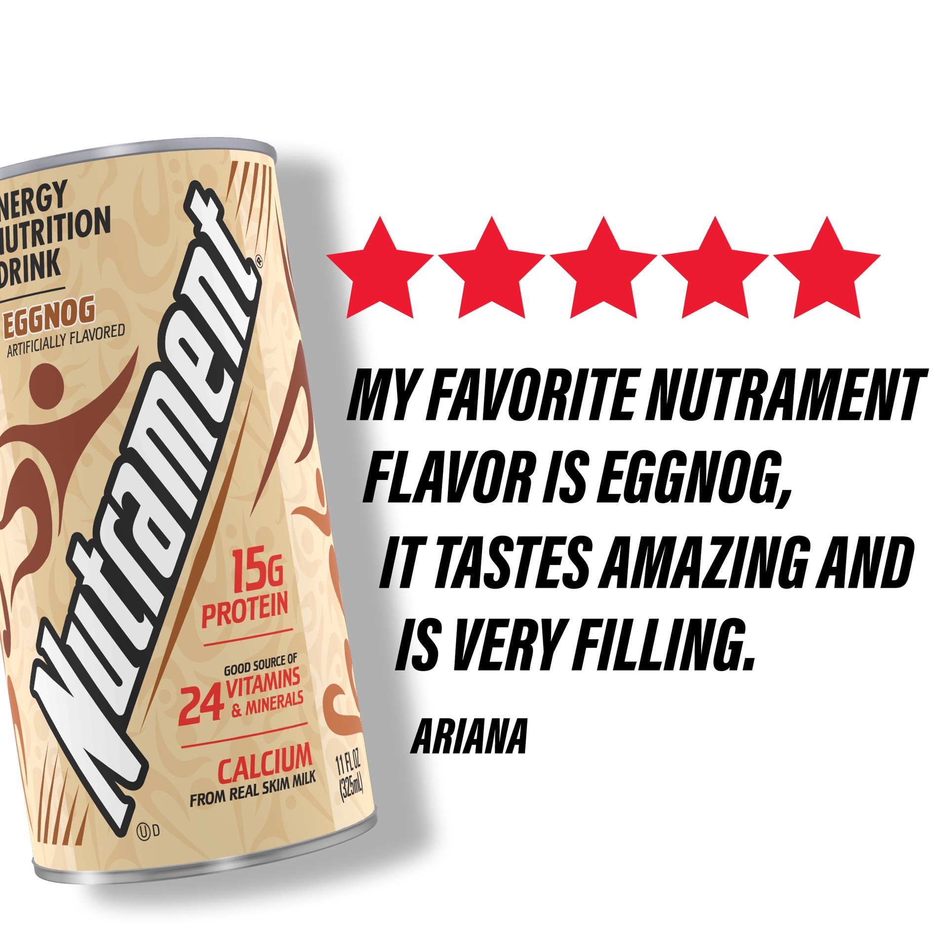 slide 3 of 8, Nutrament Eggnog Nutrition Drink, Energy Drink With Vitamins, Minerals And Protein, 11 Fl Oz Can, 11 fl oz