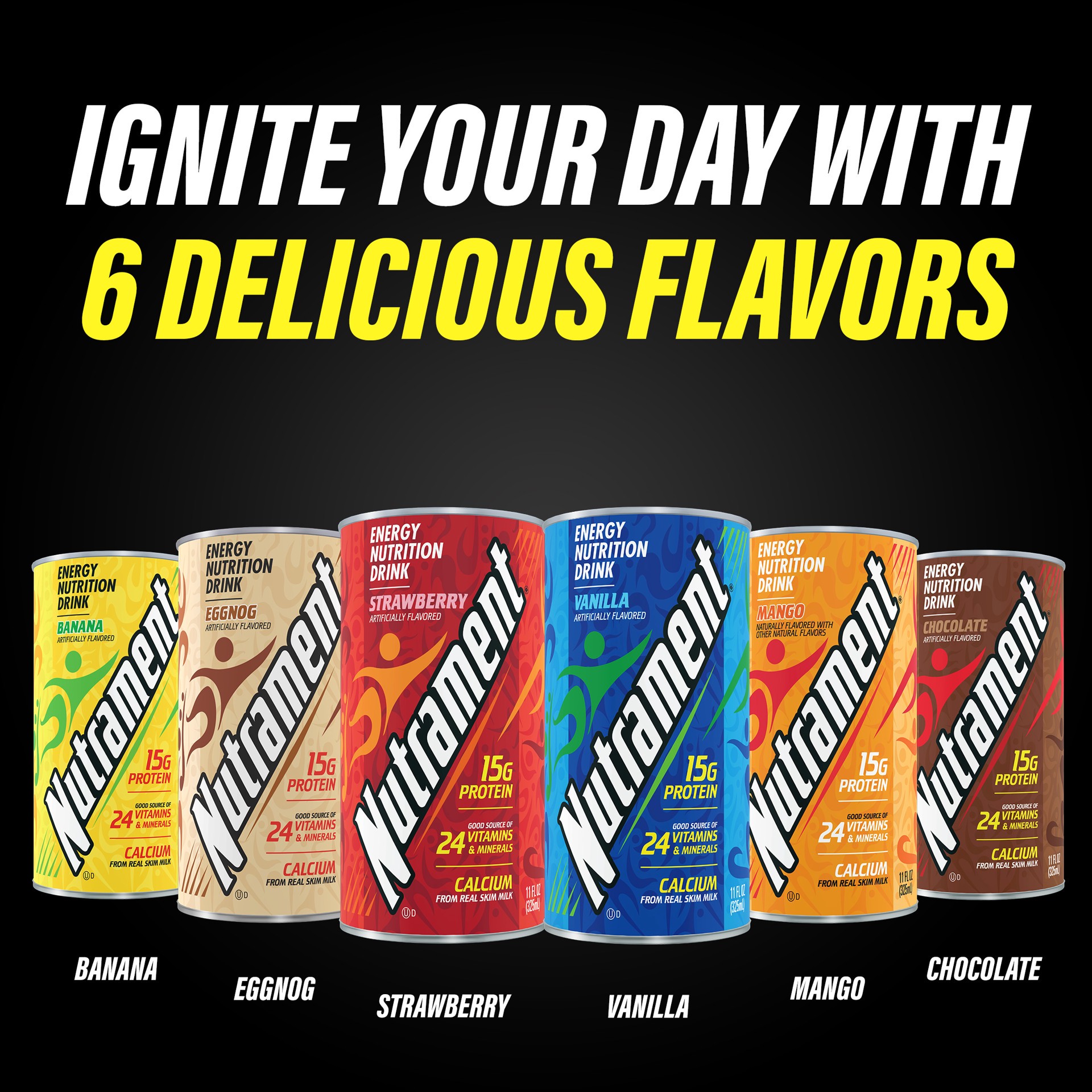 slide 8 of 8, Nutrament Eggnog Nutrition Drink, Energy Drink With Vitamins, Minerals And Protein, 11 Fl Oz Can, 11 fl oz