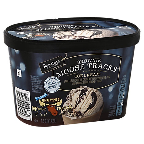 slide 1 of 1, Signature Select Ice Cream Moose Tracks Brownie, 1.5 qt