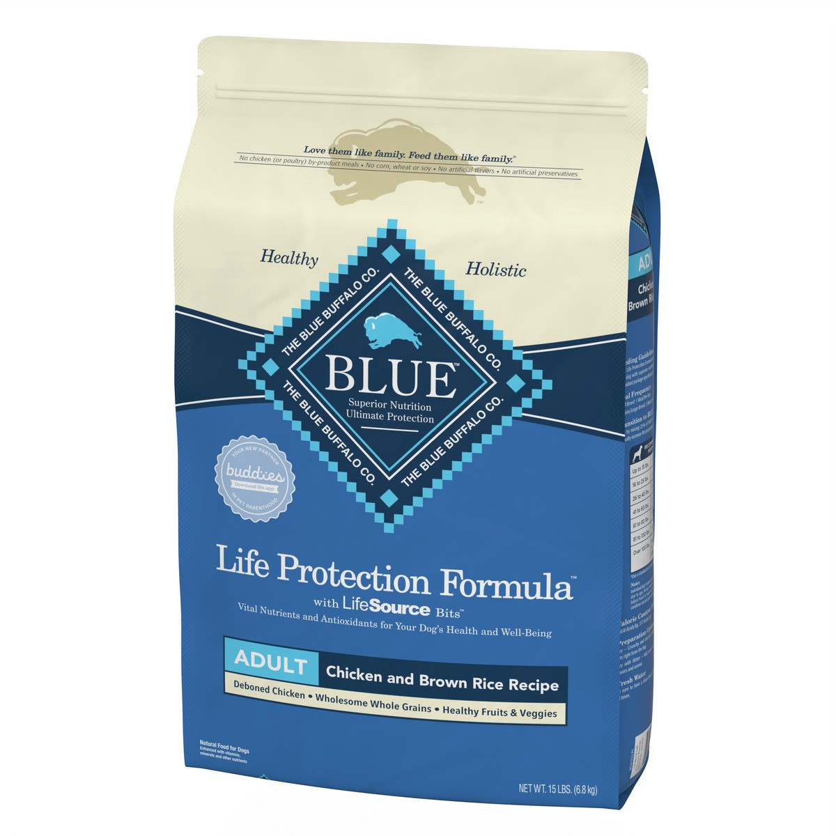 slide 4 of 8, Blue Buffalo Adult Chicken Brown Rice Dry Dog Food, 15 lb