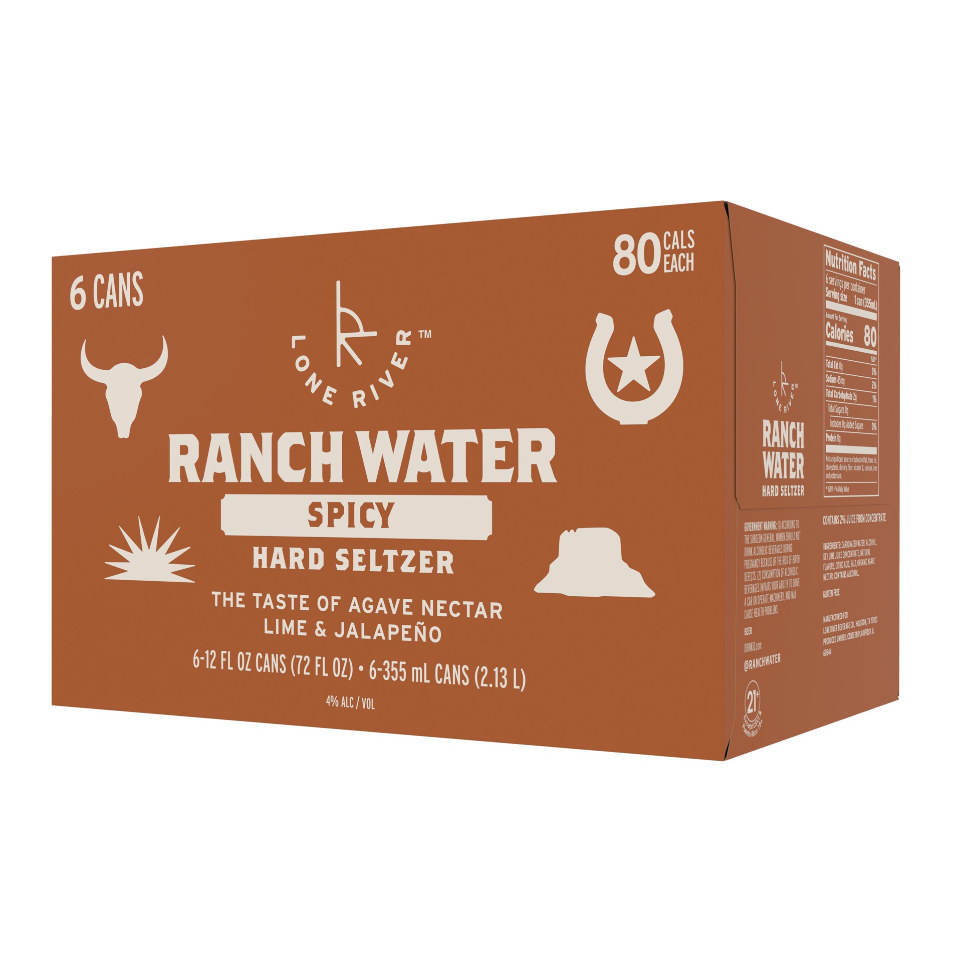 slide 8 of 9, Lone River Ranch Water Spicy Hard Seltzer, 12oz Cans, 6pk, 12 fl oz