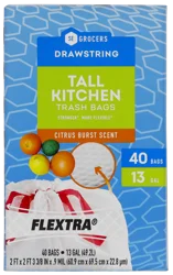 Se Grocers Citrus Scented Flexible Trash Bags 40 Count
