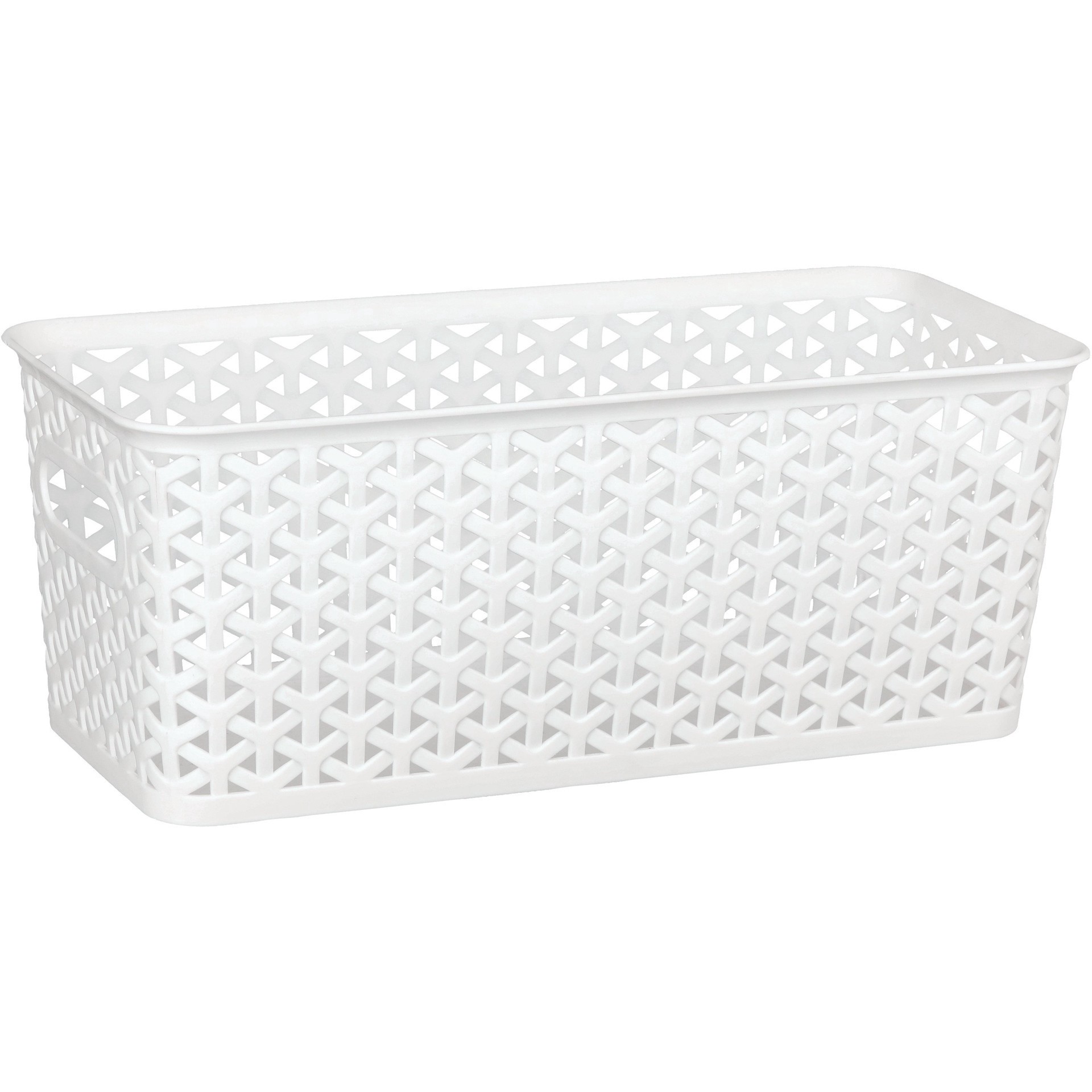 slide 1 of 1, our goods Cross Weave Long Rectangle Storage Bin - White, 1 ct