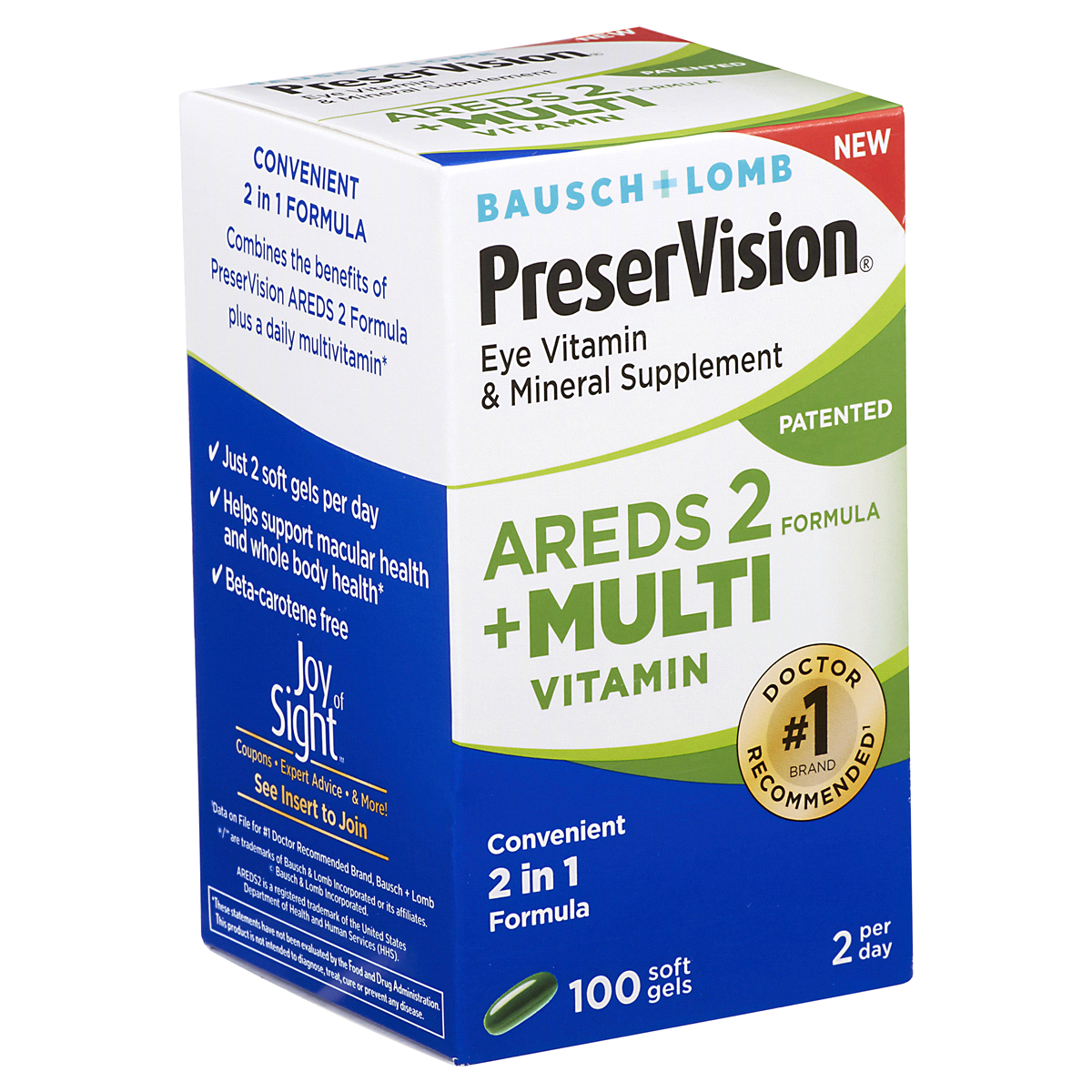 slide 6 of 8, PreserVision AREDS 2 + Multivitamin, 2-in-1 Eye Vitamin, Contains Vitamin C, D, E & Zinc, 100 Softgels, 100 ct