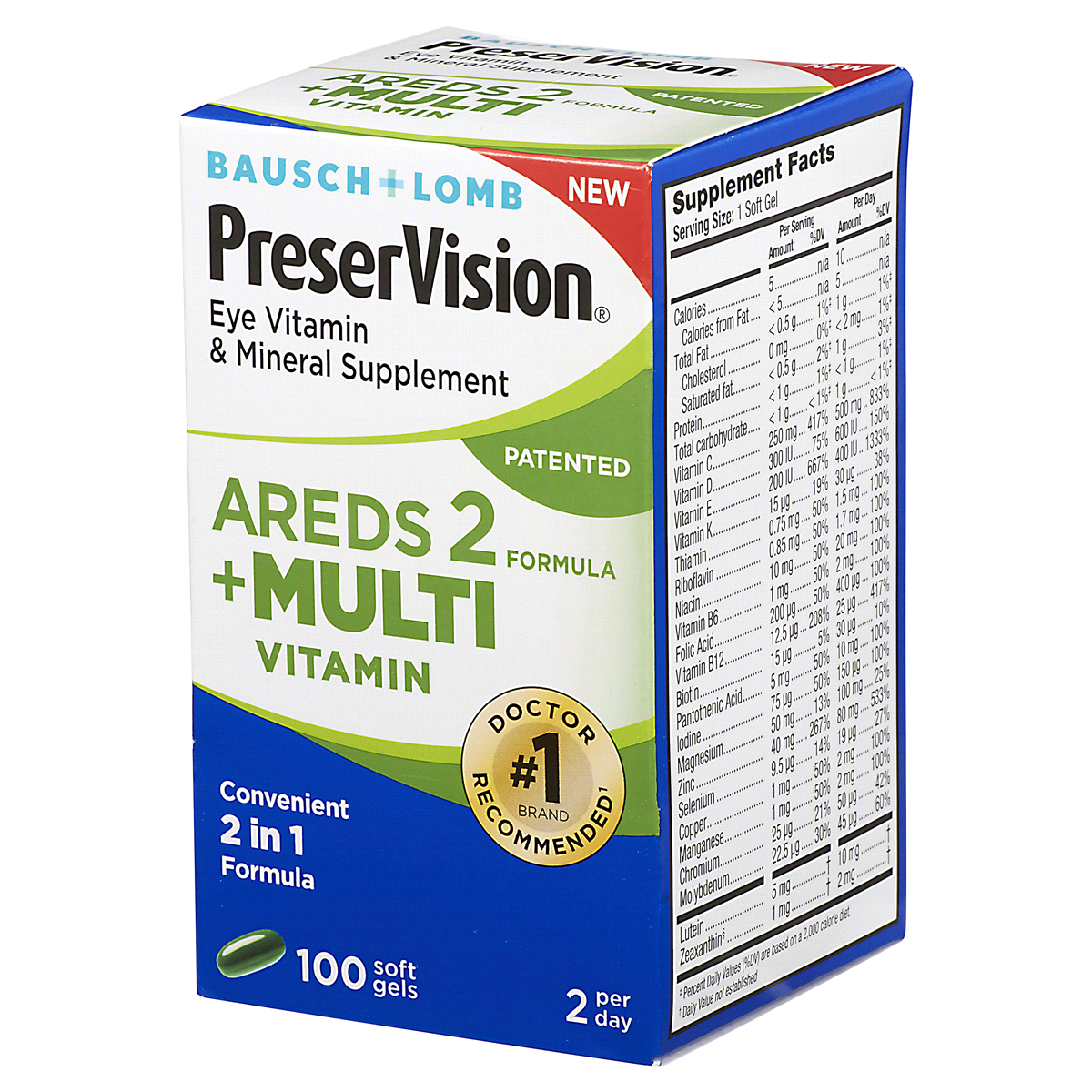 slide 5 of 8, PreserVision AREDS 2 + Multivitamin, 2-in-1 Eye Vitamin, Contains Vitamin C, D, E & Zinc, 100 Softgels, 100 ct