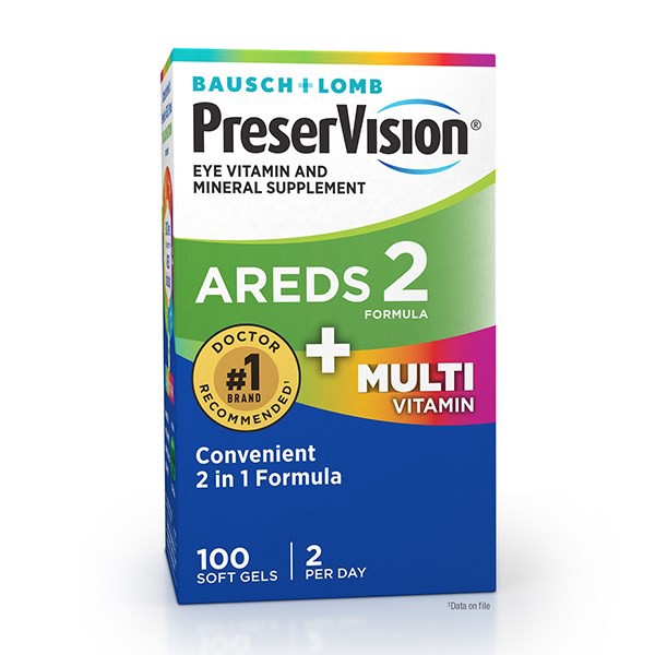 slide 1 of 8, PreserVision AREDS 2 + Multivitamin, 2-in-1 Eye Vitamin, Contains Vitamin C, D, E & Zinc, 100 Softgels, 100 ct