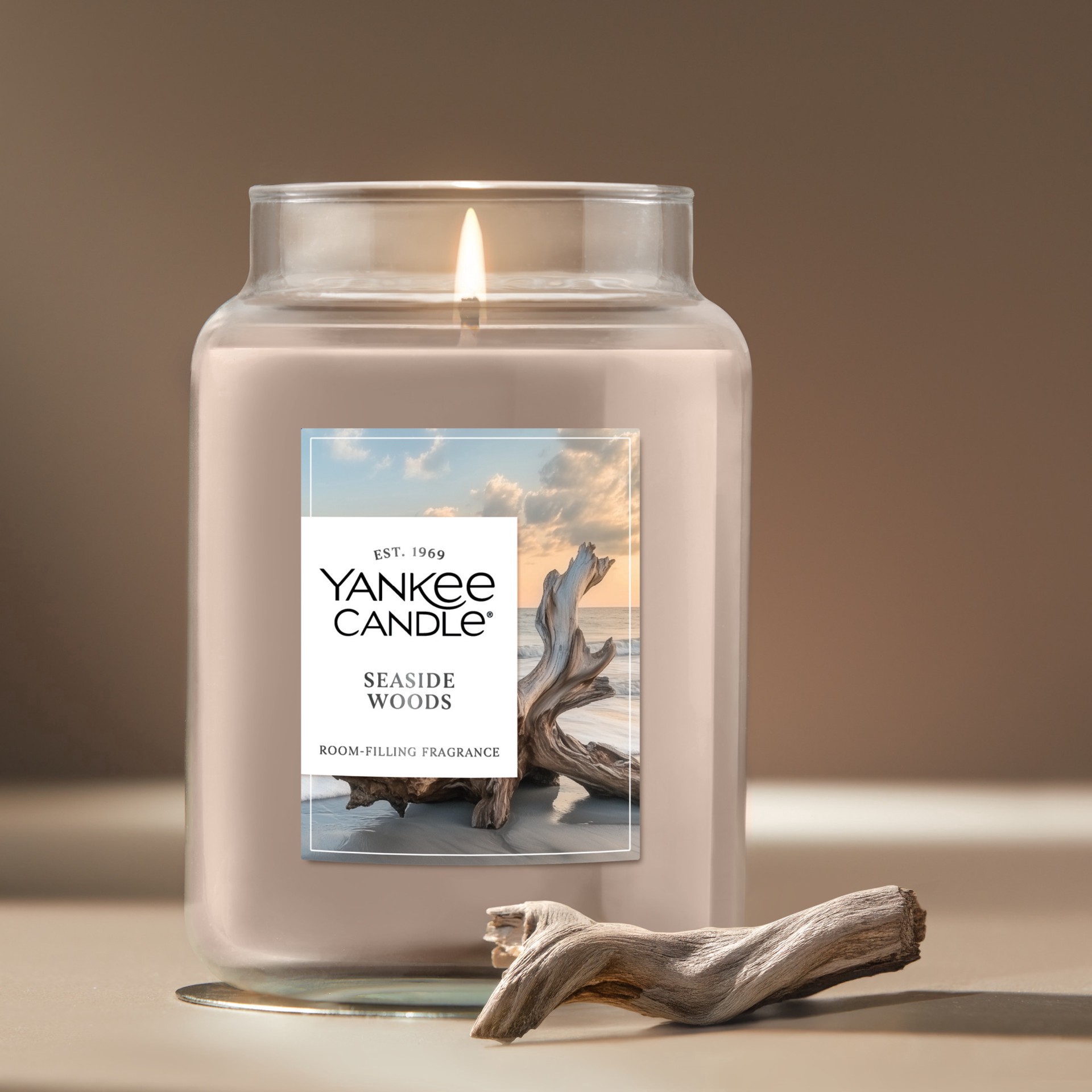 slide 5 of 5, Yankee Candle Seaside Woods Scented Candle, 22oz Large Jar with up to 150 Hour Burn Time, Great for gifting, 1 count