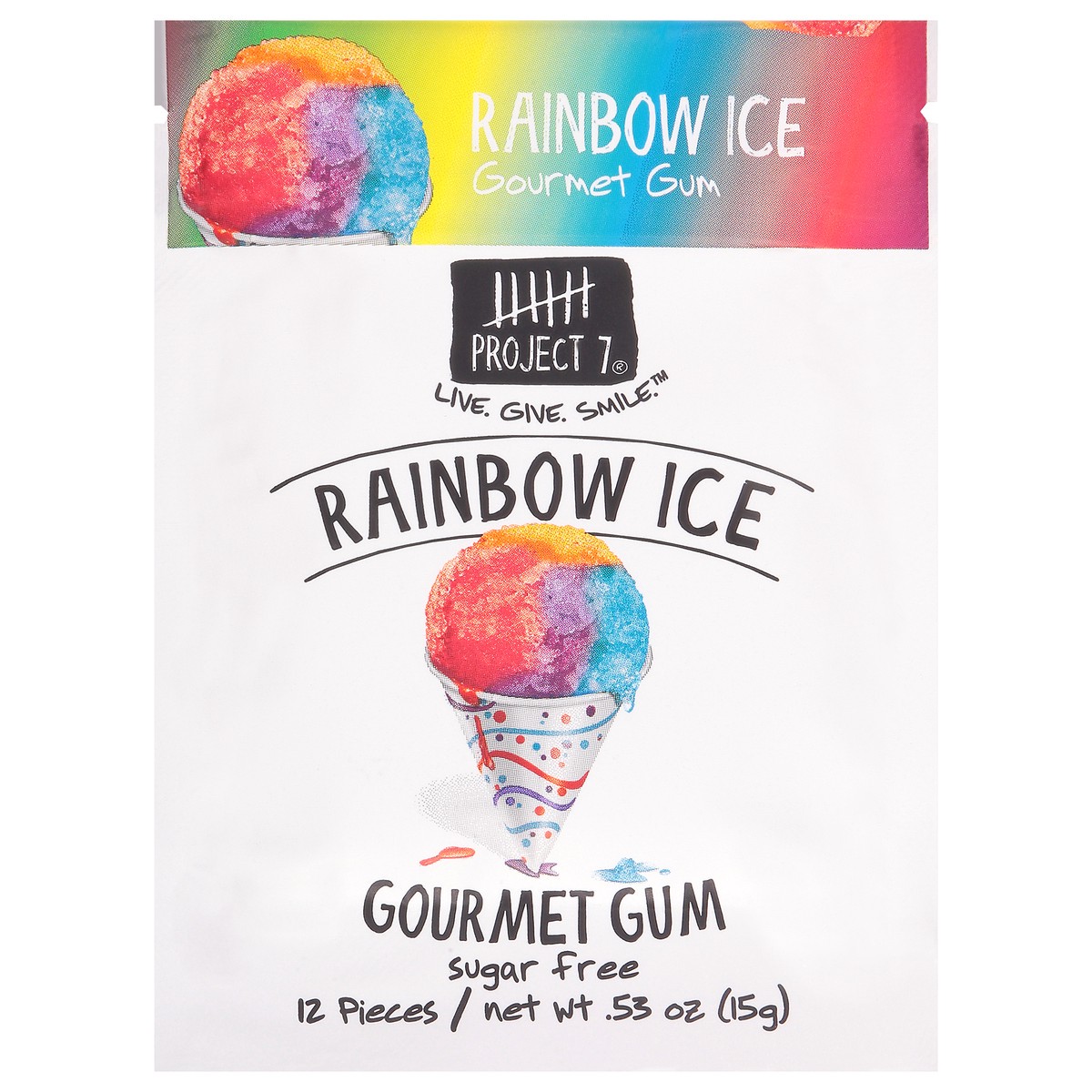 slide 1 of 9, Project 7 Sugar Free Rainbow Ice Gourmet Gum 12 ea, 12 ct