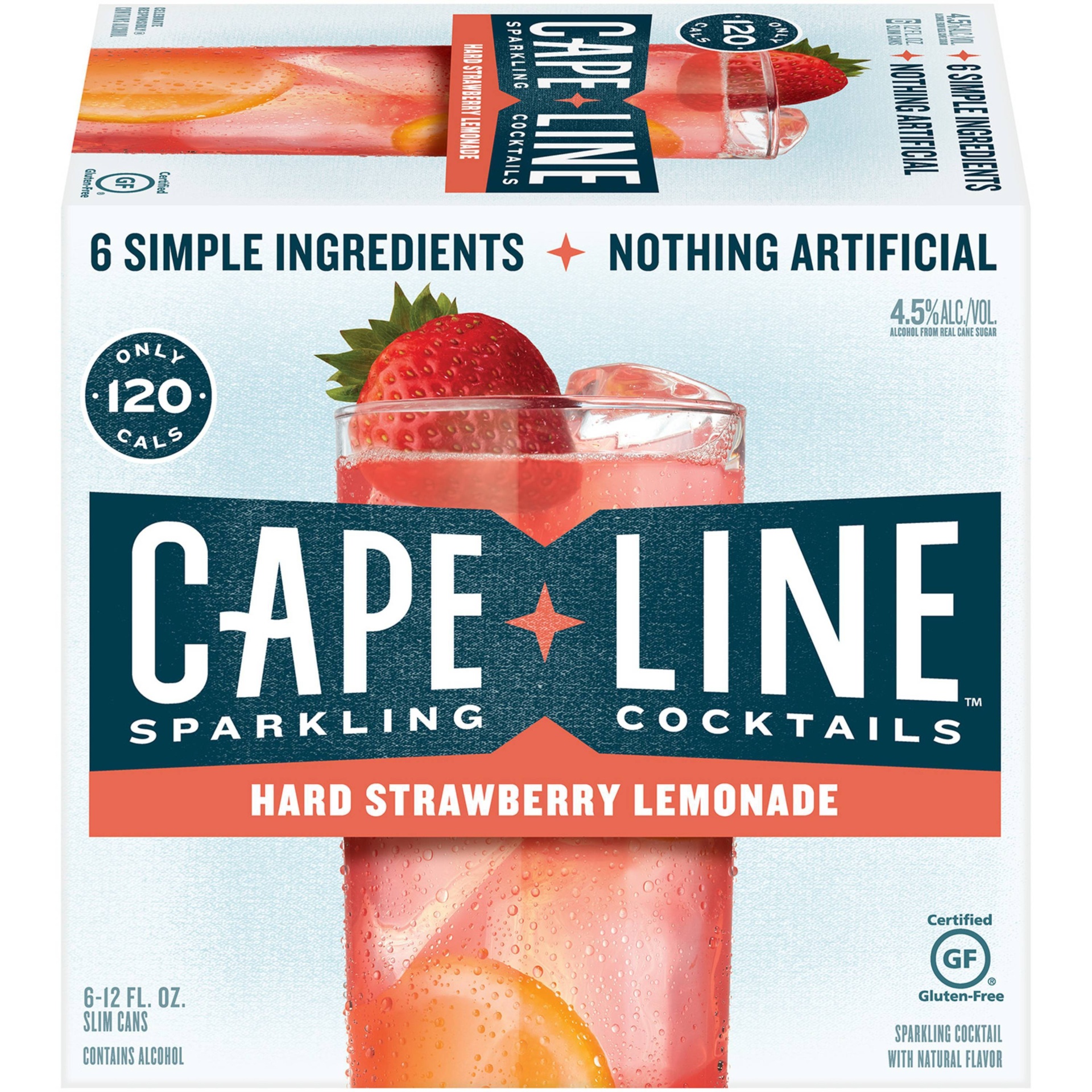 slide 1 of 6, Cape Line Hard Strawberry Seltzer Can, 6 ct; 12 fl oz