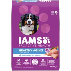 IAMS PROACTIVE HEALTH Healthy Aging Large Breed Dry Senior Dog Food with Real Chicken, 15 lb. Bag