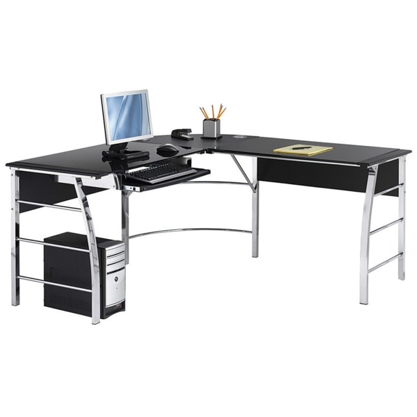 slide 1 of 5, Realspace Mezza L-Shaped Desk, Black/Chrome, 1 ct