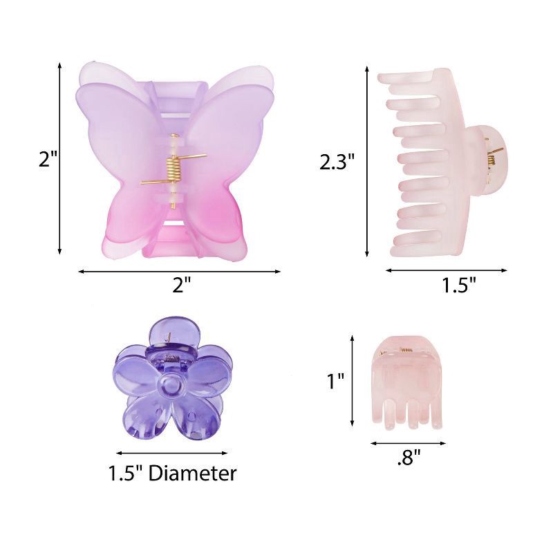 slide 5 of 6, scunci Mixed Claw Clips - 4ct, 4 ct