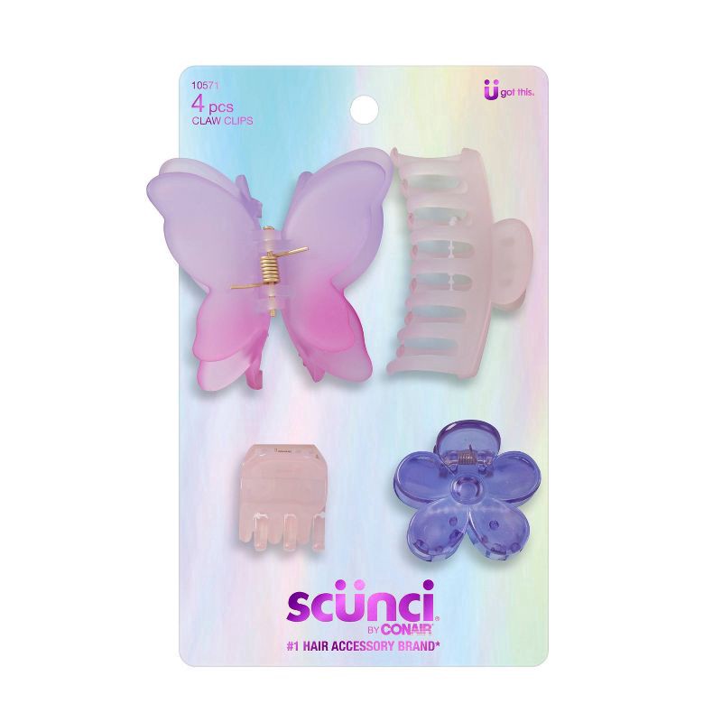slide 1 of 6, scunci Mixed Claw Clips - 4ct, 4 ct