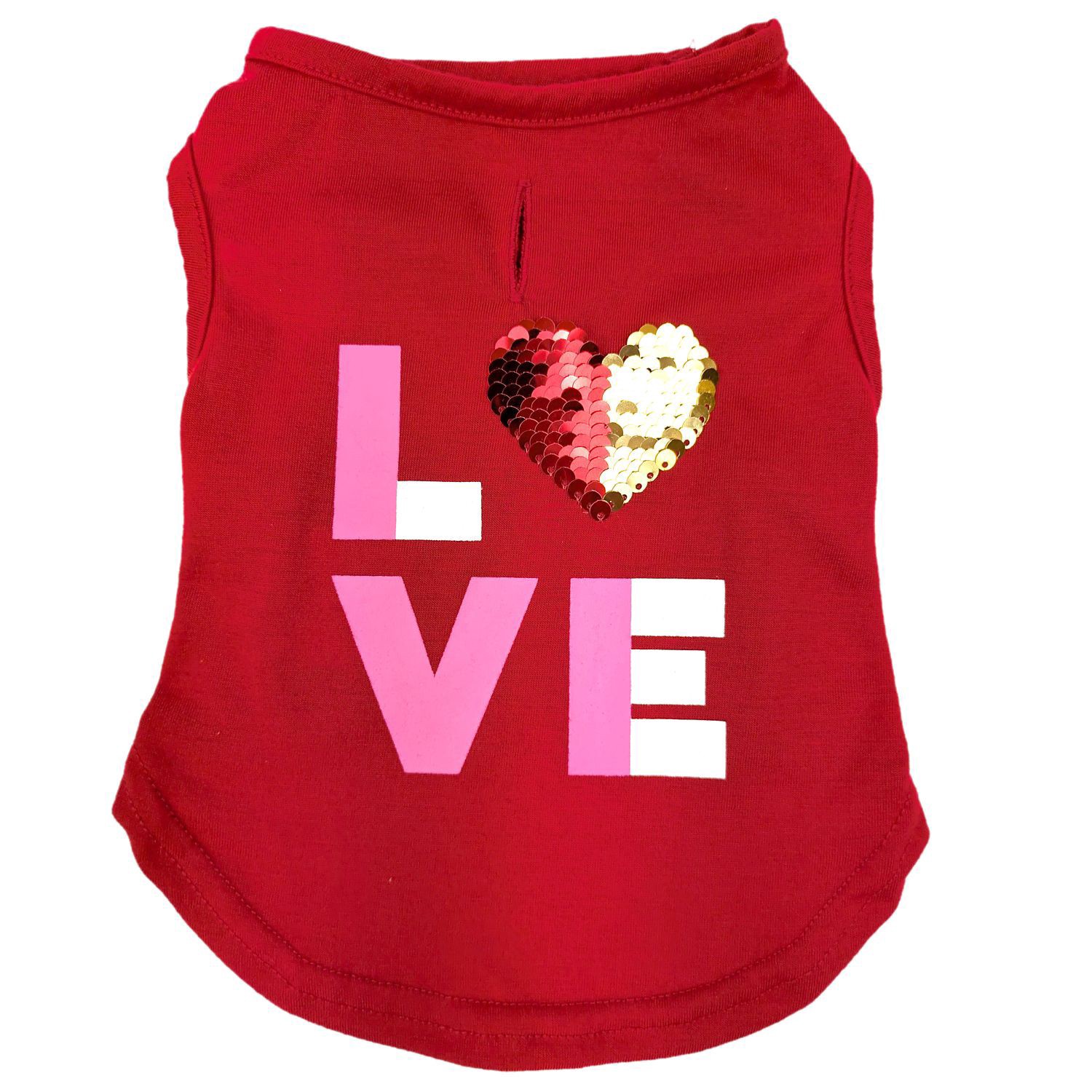 slide 1 of 1, Unique Petz Heart Flip Sequin "Love" Dog Shirt, Assorted, 1 ct