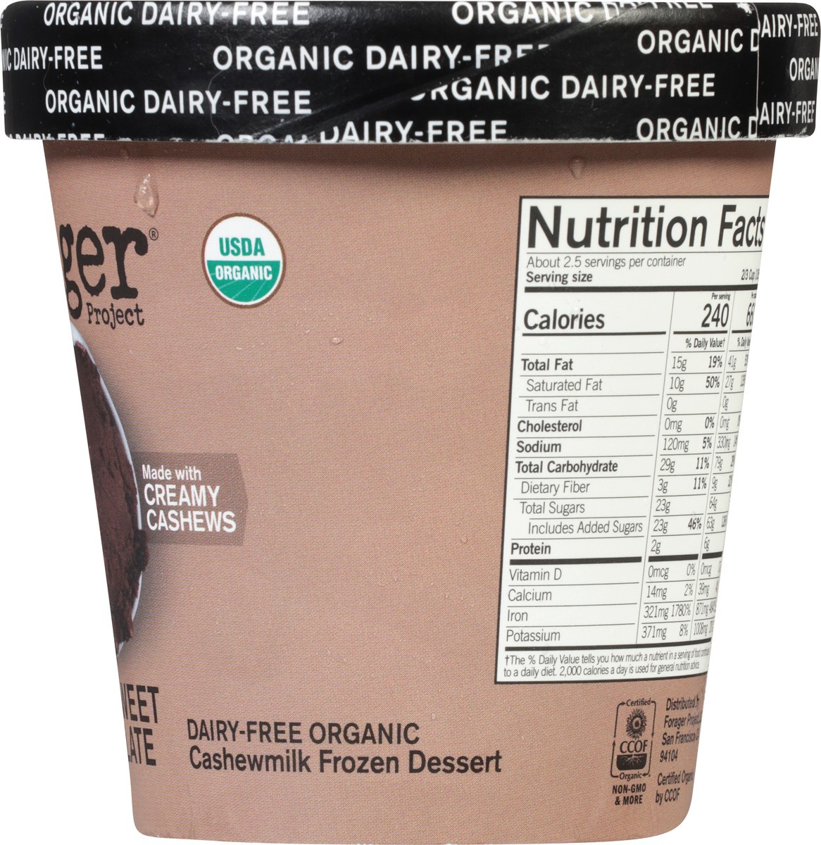 slide 8 of 9, Forager Project Bittersweet Chocolate Dairy-Free Organic Cashewmilk Frozen Dessert 14 fl oz, 14 fl oz