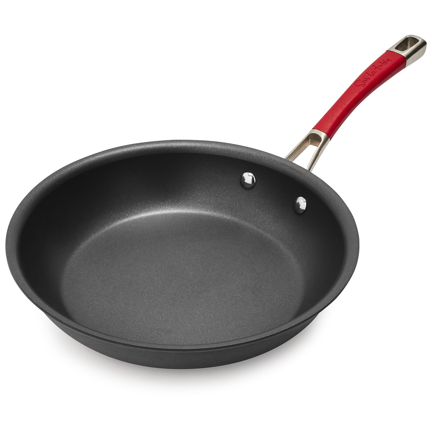 slide 1 of 1, Sur La Table Hard-Anodized Nonstick Skillet with Silicone Handle, Red, 11 in