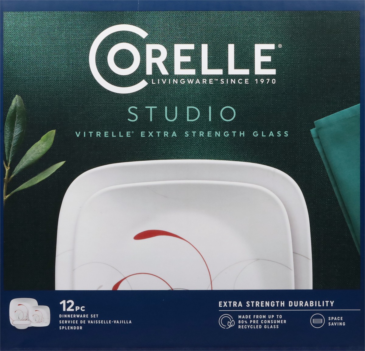 slide 2 of 9, Corelle Splendor Square Dinnerware Set, 12 ct