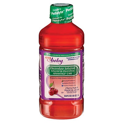 slide 1 of 1, H-E-B Baby Pediatric Advantage Care Oral Electrolyte Cherry Punch Solution, 1 liter
