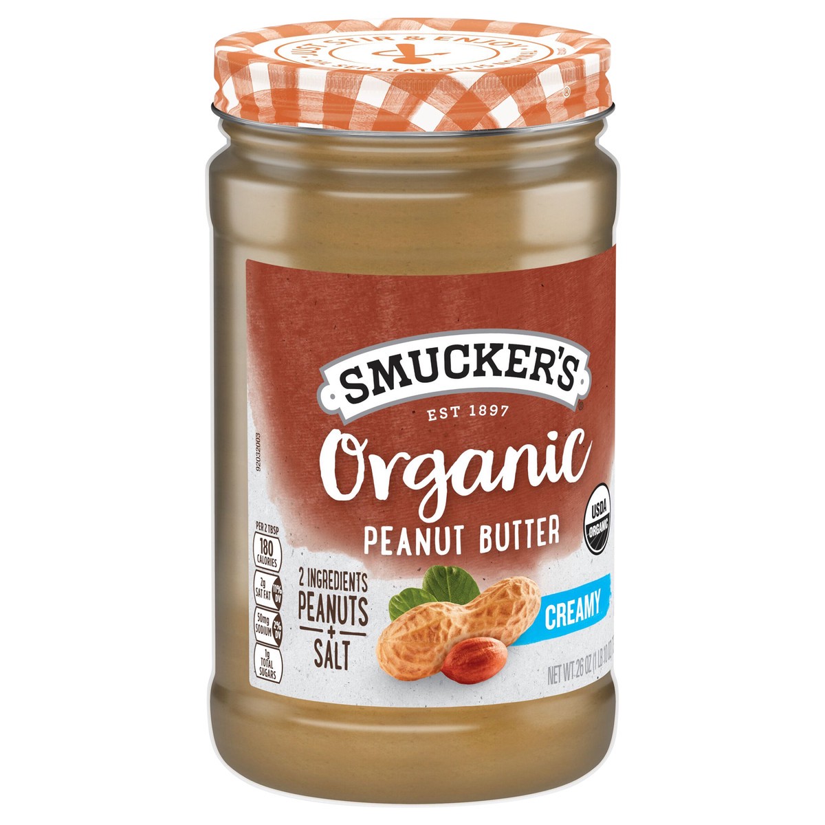 slide 3 of 8, Smucker's Organic Natural Creamy Peanut Butter, 26 Ounces, 26 oz