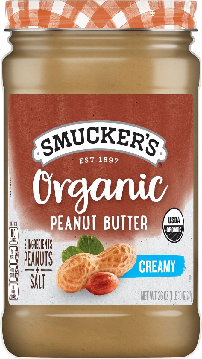 slide 5 of 8, Smucker's Organic Natural Creamy Peanut Butter, 26 Ounces, 26 oz