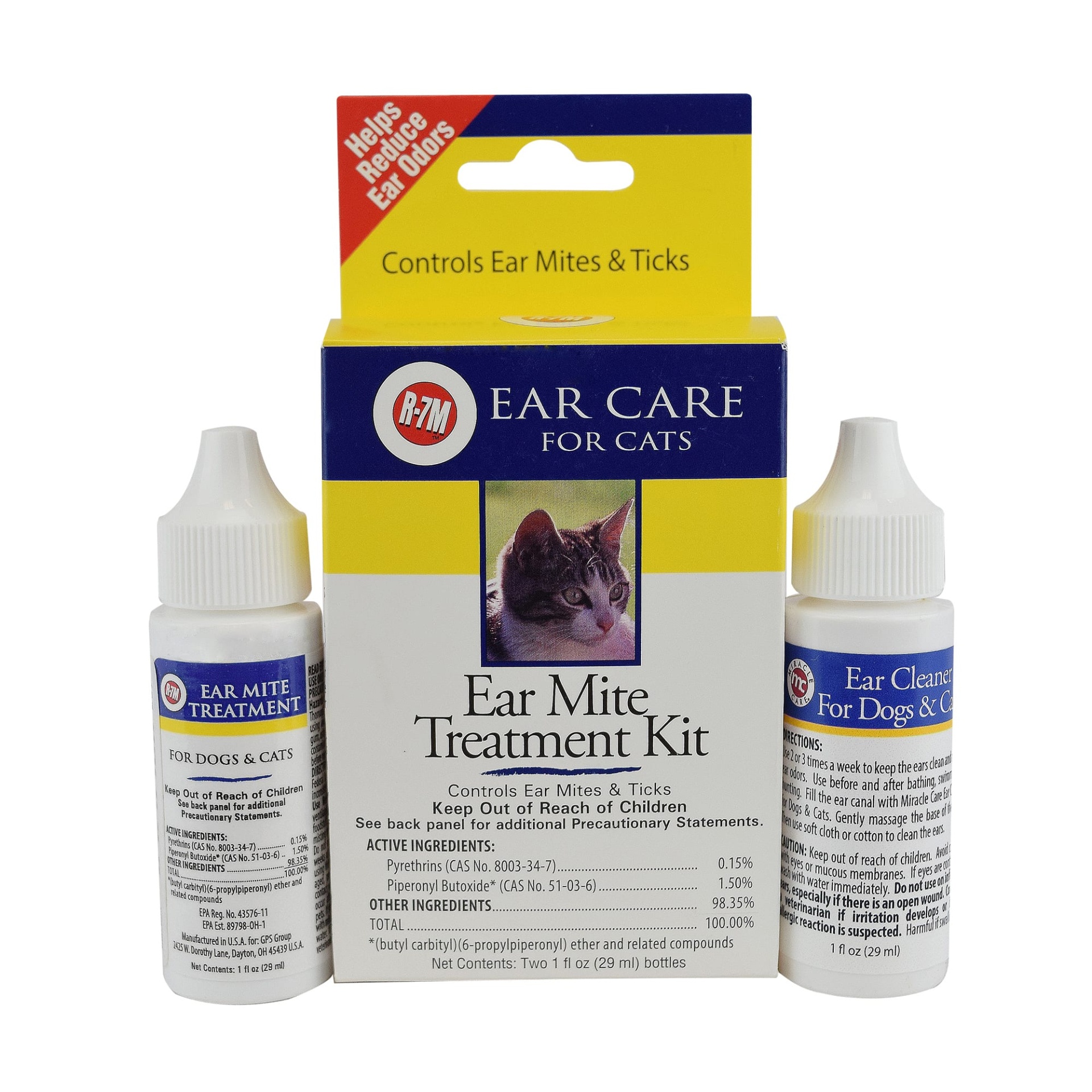 slide 1 of 1, R-7M Ear Mite Cat Treatment Kit, 2 fl oz