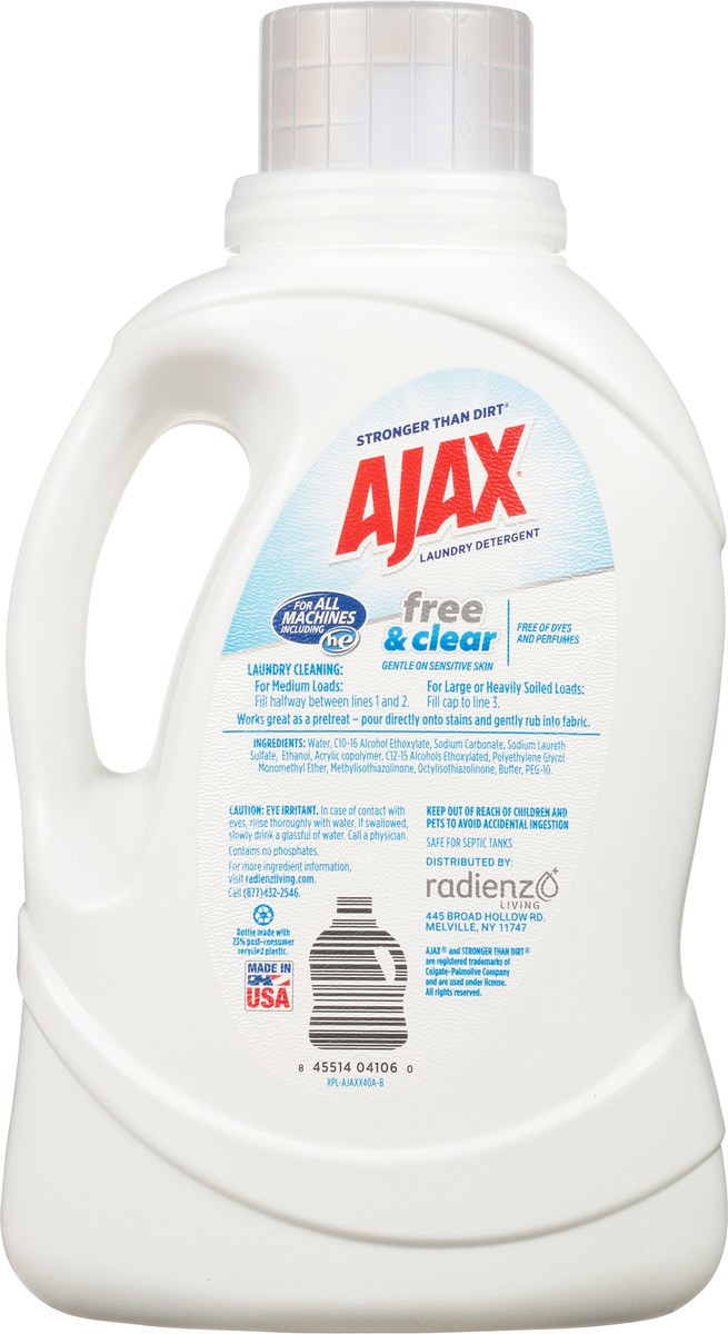 slide 8 of 9, Ajax Free & Clear Unscented Laundry Detergent 60 fl oz, 60 fl oz